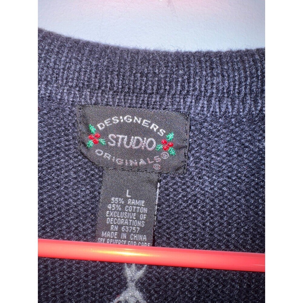 Designers Studio originals navy blue Christmas vest size large - Picture 4 of 6